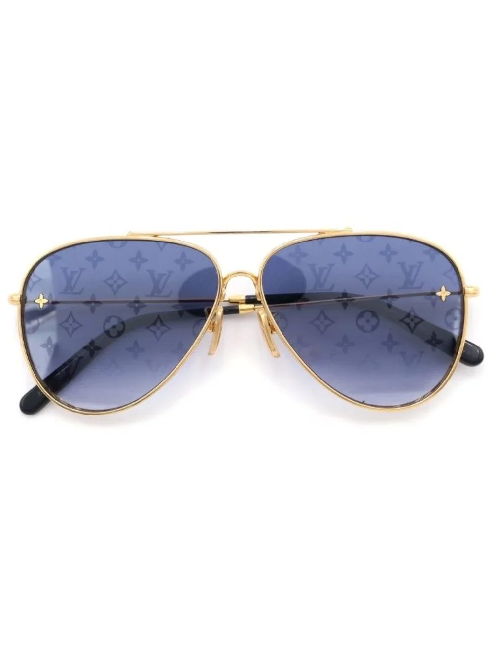 Louis Vuitton Wellington Sunglasses Monogram Gold Navy Eyewear
